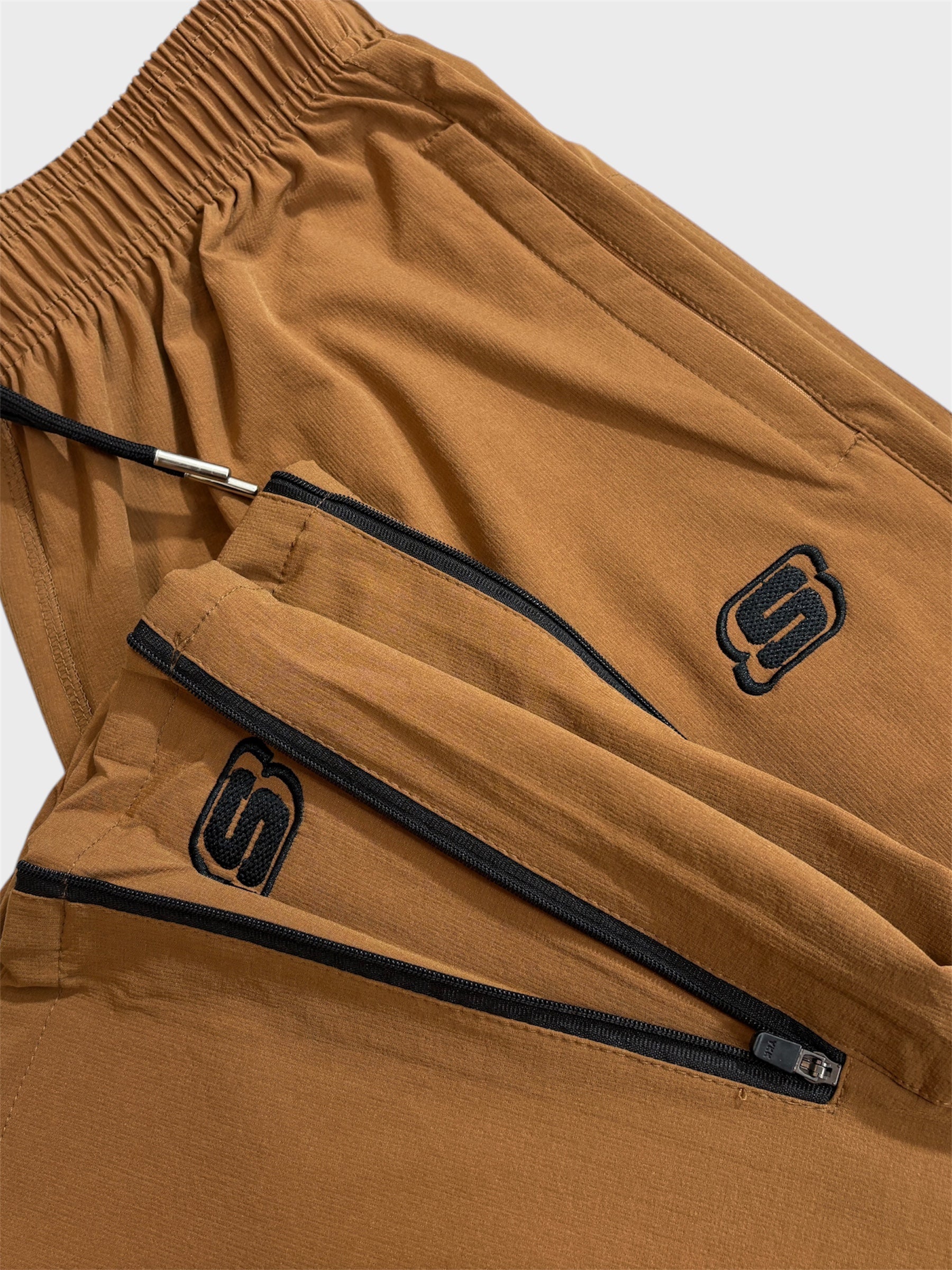 Baggy Fit Bell Bottom Zipper Camel Brown Cargo Pants For Men