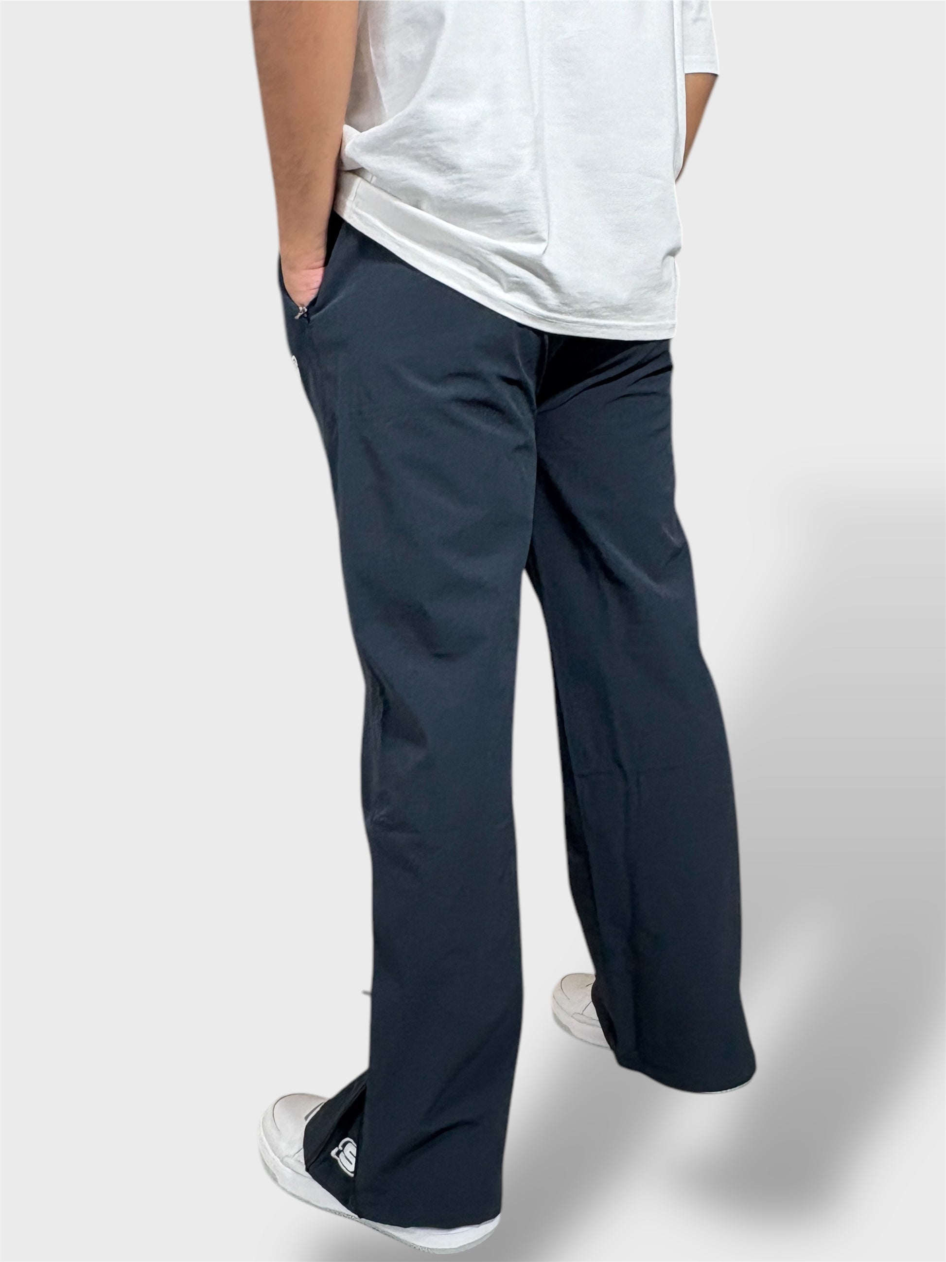 Baggy Fit Bell Bottom Zipper Dark Navy Blue Cargo Pants For Men 