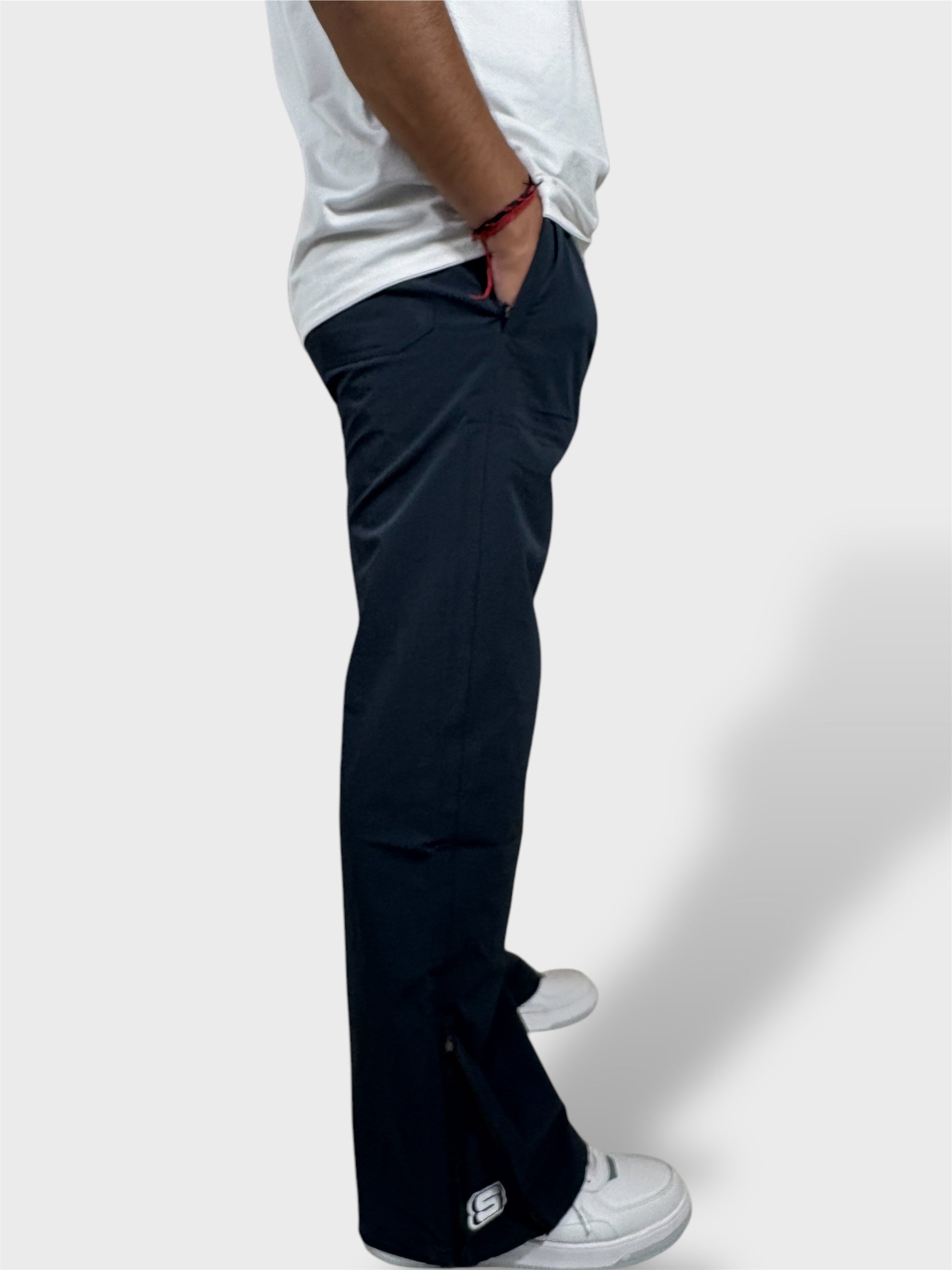 Baggy Fit Bell Bottom Zipper Dark Navy Blue Cargo Pants For Men