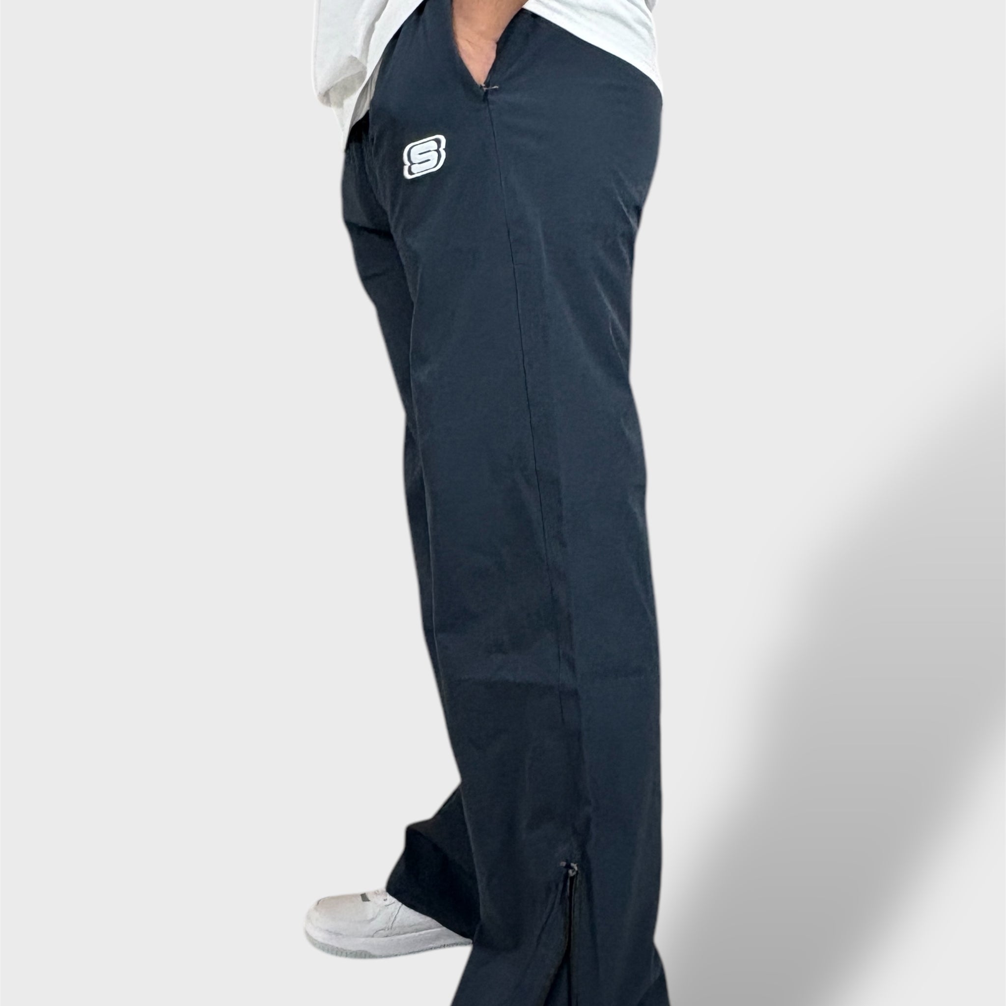 Baggy Fit Bell Bottom Zipper Dark Navy Blue Cargo Pants For Men 