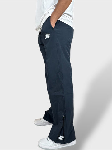 Baggy Fit Bell Bottom Zipper Dark Navy Blue Cargo Pants For Men 