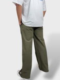 Baggy Fit Bell Bottom Zipper Olive Green  Cargo Pants For Men