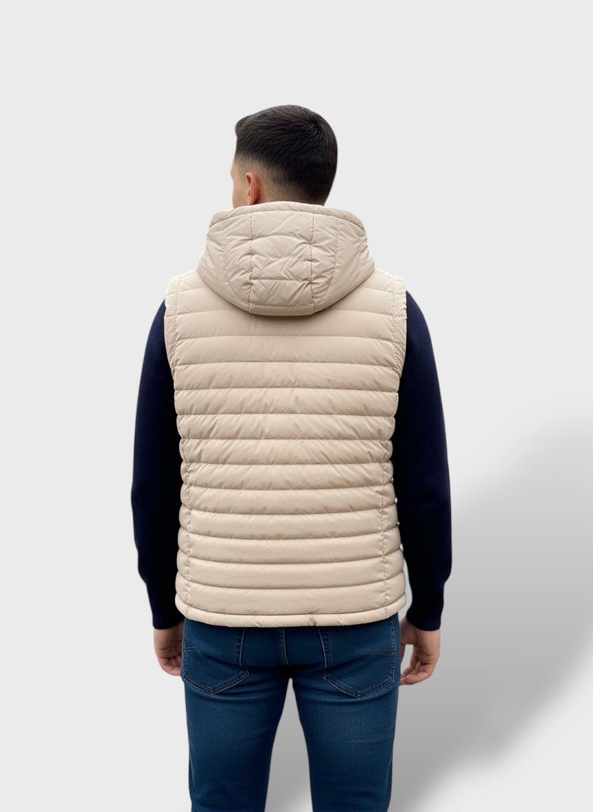 Beige-Men's Sleeveless Jacket