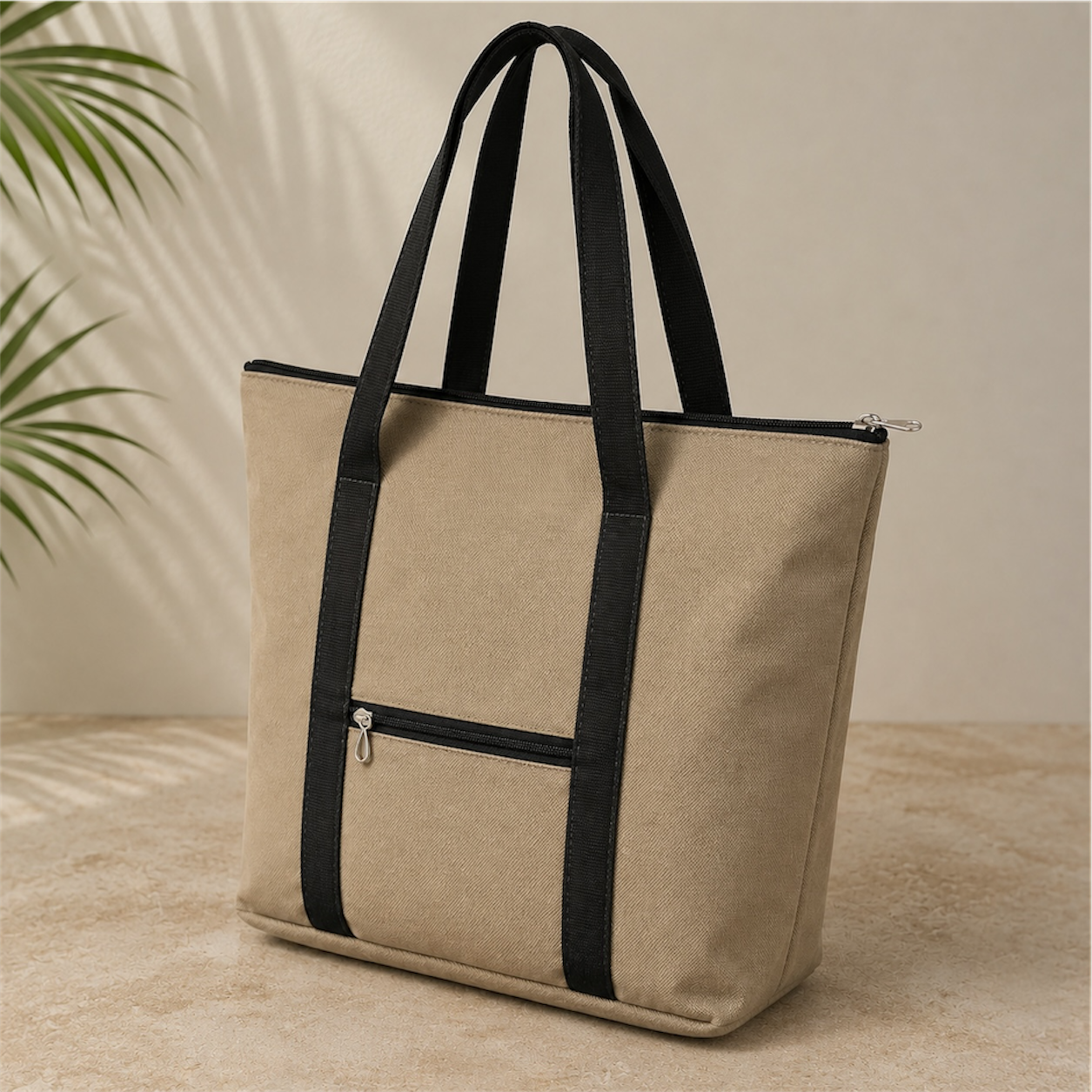 Beige– Homemade Durable & Lightweight Bags by Aunties-Front-Side