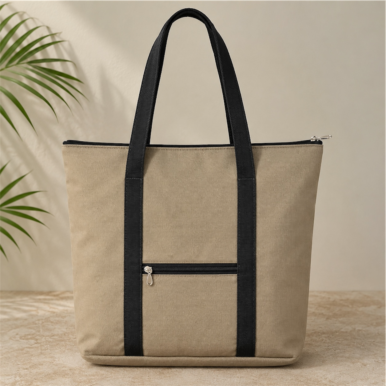 Beige– Homemade Durable & Lightweight Bags by Aunties-Front