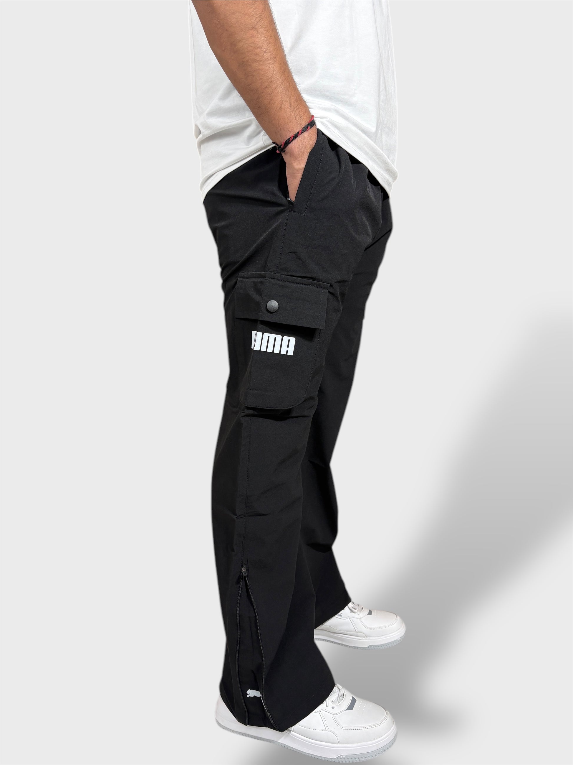 Bell Bottom Black Cargo Pants For Men