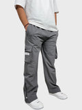 Bell Bottom Dark Gray Cargo Pants For Men