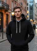 Black Winter Frost-Fit Thermal Hoodie For Men