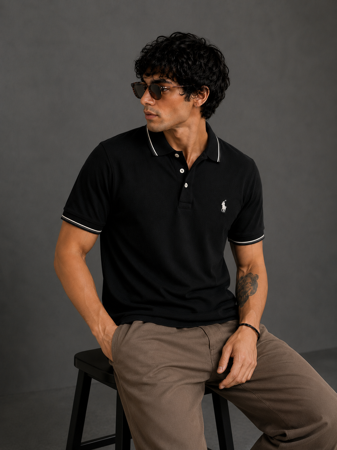 Black-Sporty and Bold Polo T-Shirt For Men
