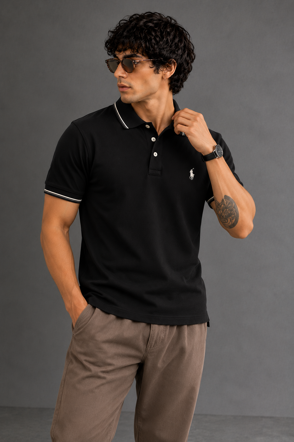 Black-Sporty and Bold Polo T-Shirt For Men