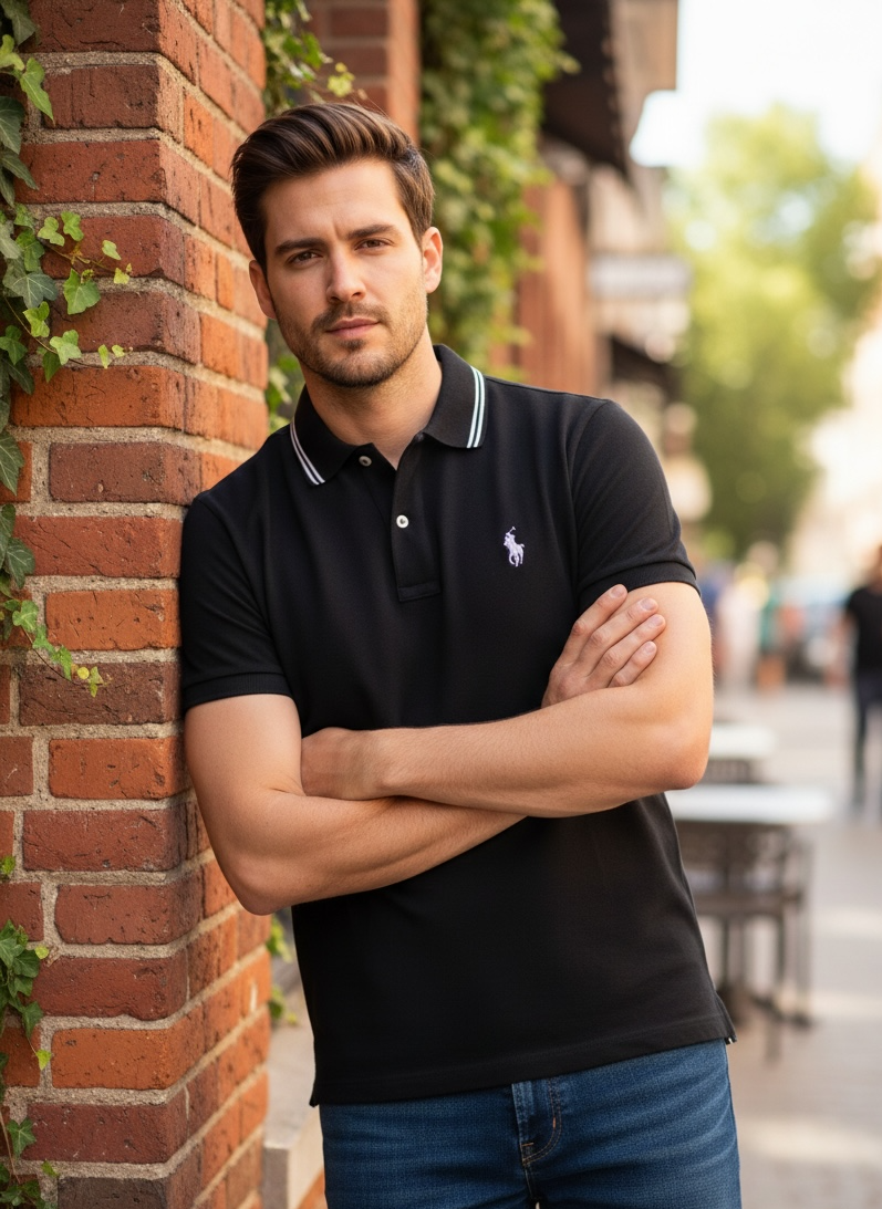 Black-Sporty and Bold Polo T-Shirt For Men