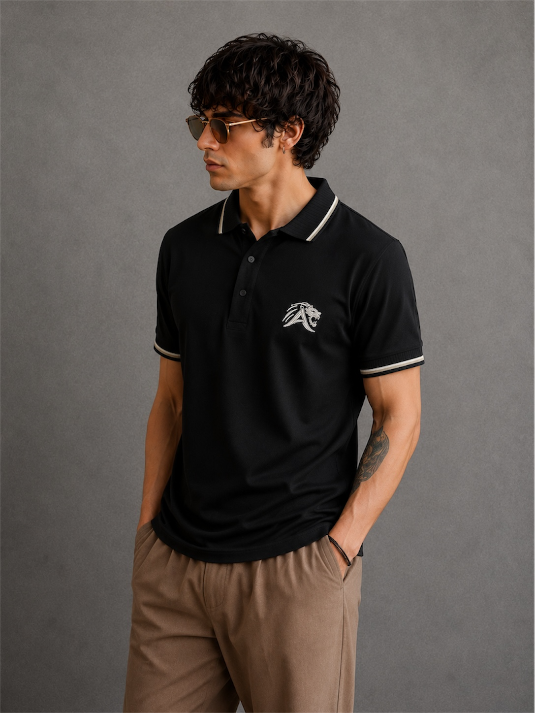 Black-_Lion_King_Polo_T-Shirt_For_Men-Side