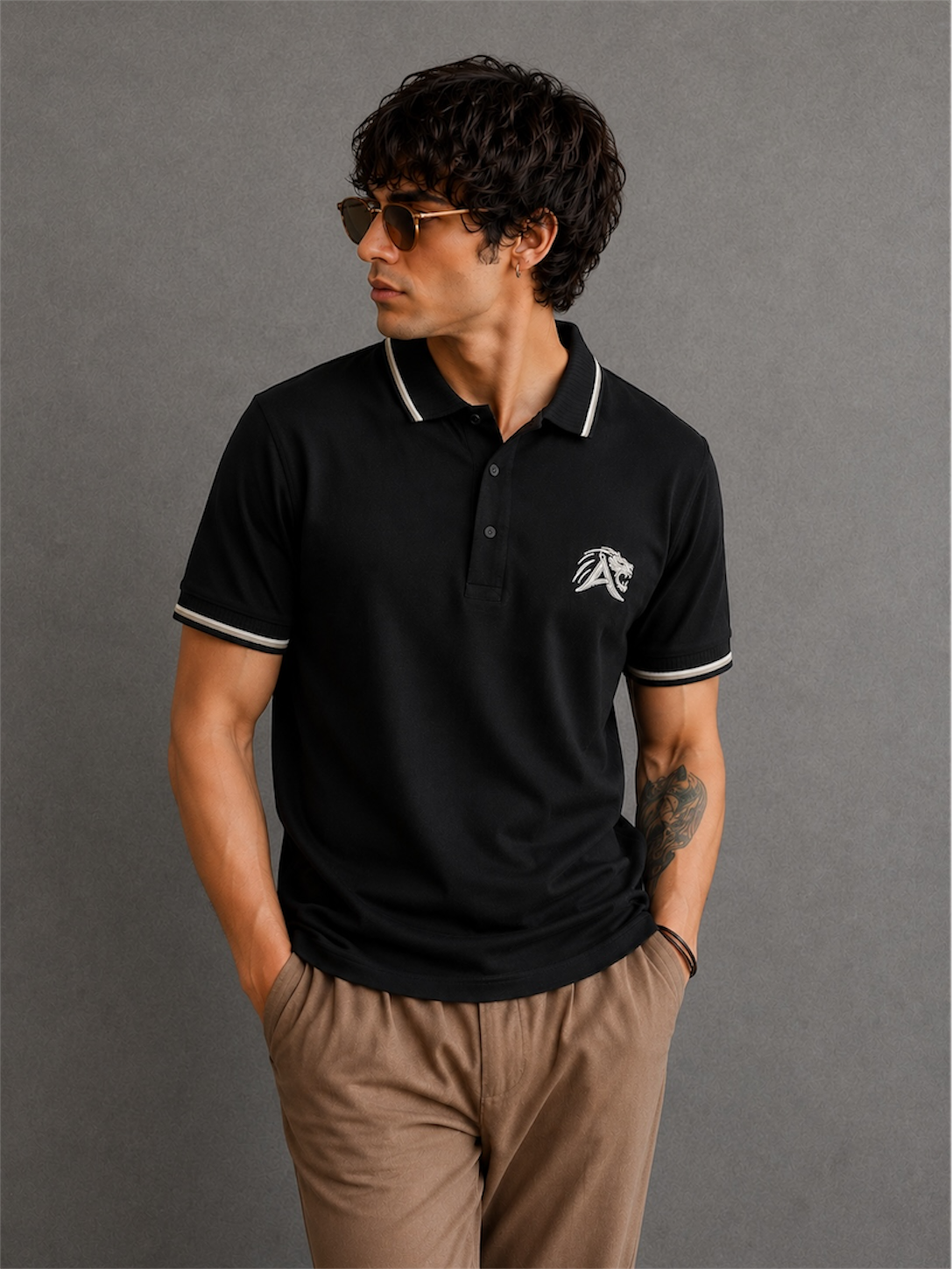 Black-_Lion_King_Polo_T-Shirt_For_Men_Side
