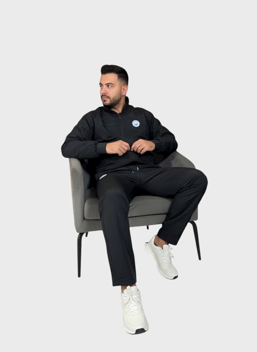 Black Mock Collar Winter Tracksuit for Men-Full Set