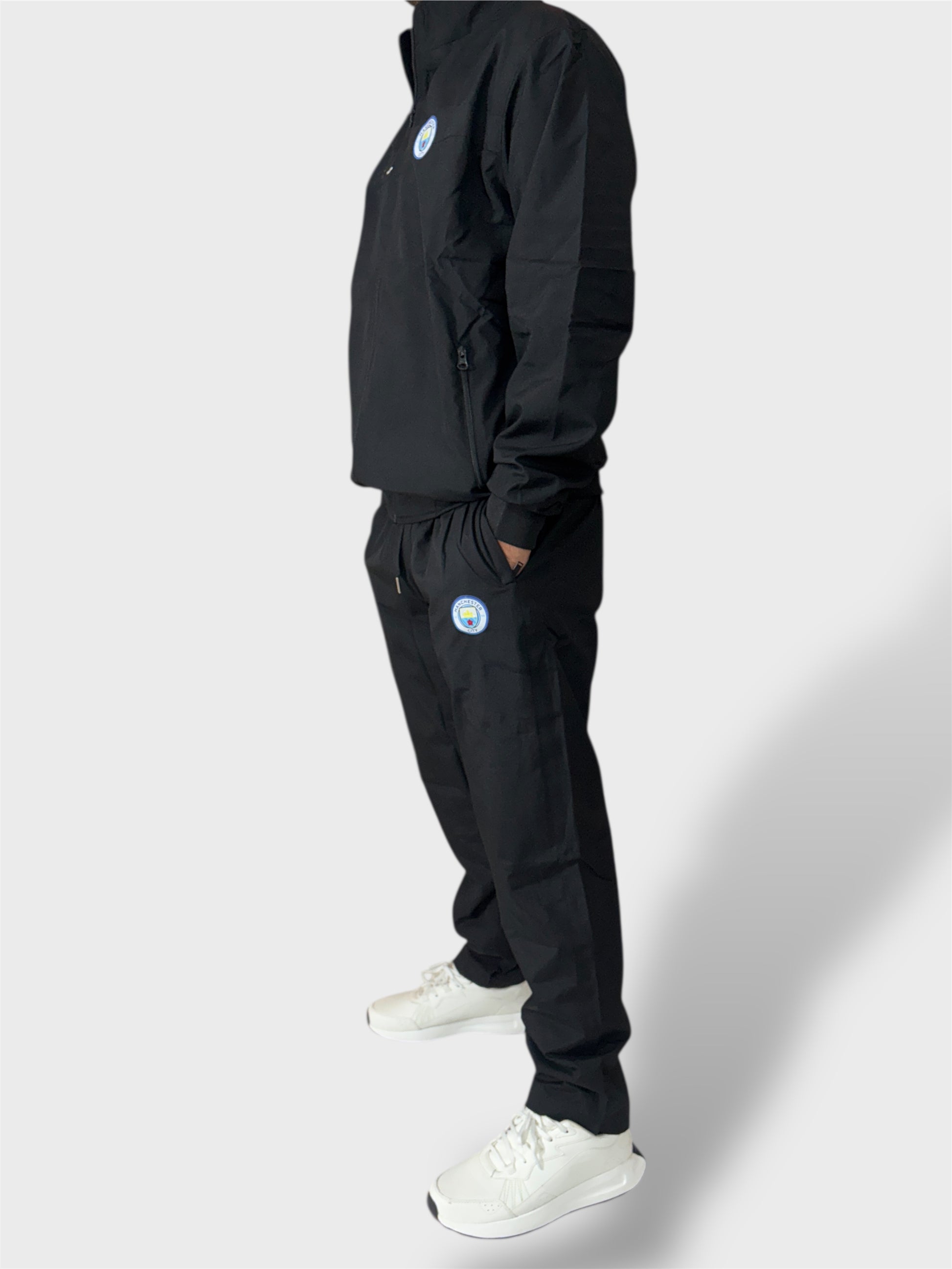 Black Mock Collar Winter Tracksuit for Men-Full Set-Front