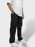Black Multi-Pocket Premium Cargo Pants For Men Front