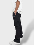 Black Multi-Pocket Premium Cargo Pants For Men Close