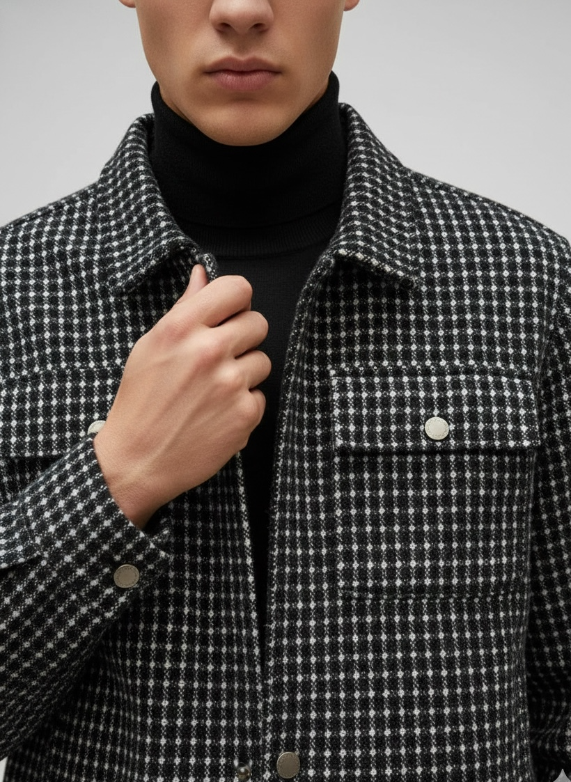 Black Regular Fit Shacket For Men