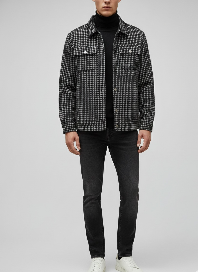 Black Regular Fit Shacket For Men