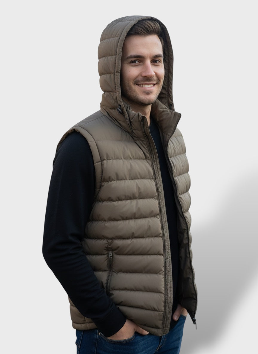 Brown-Men's Sleeveless Jacket