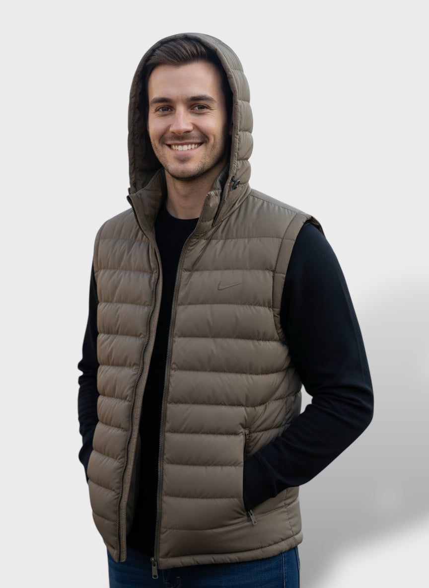 Brown-Men's Sleeveless Jacket