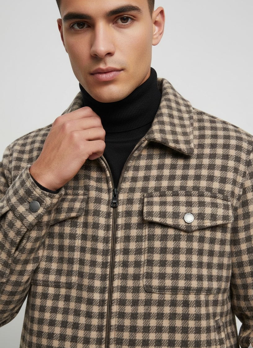 Brown Regular Fit Shacket For Men