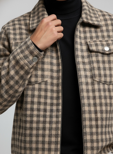 Brown Regular Fit Shacket For Men