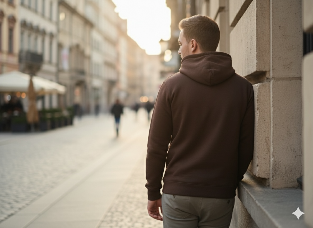 Chocolate Winter Frost-Fit Thermal Hoodie For Men