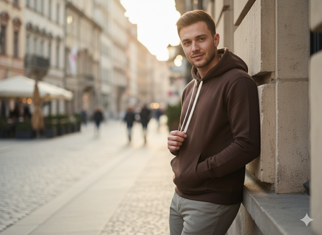 Chocolate Winter Frost-Fit Thermal Hoodie For Men