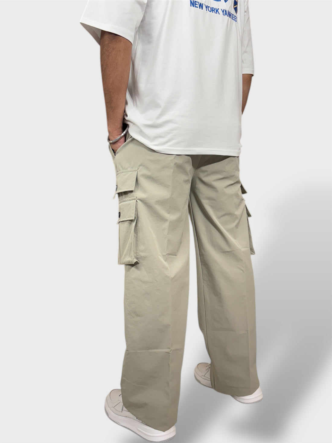 Cream Cargo Pants For Men