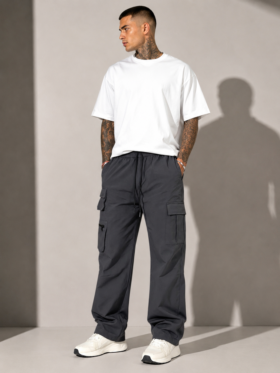 Relax Fit Dark-Grey Travel Cargo Pants