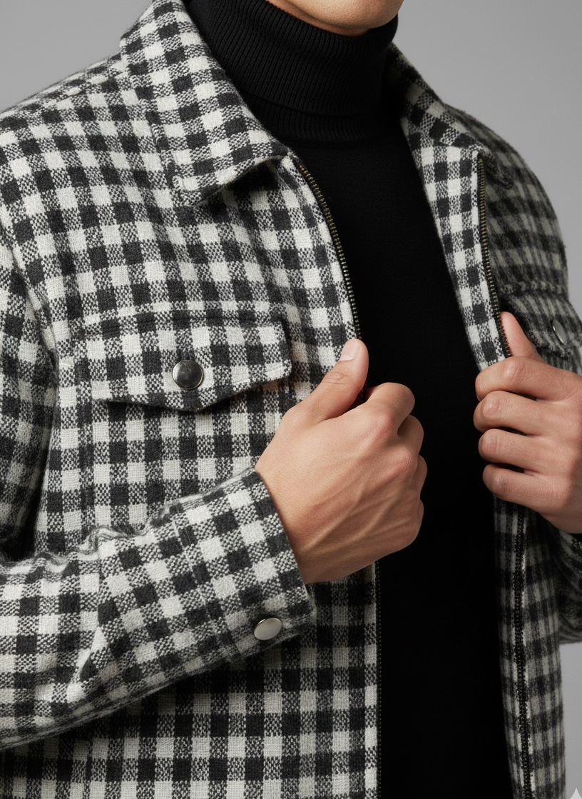 Grey Regular Fit Shacket For Men