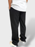 Linen Black Loose Fit Pajama For Men-Back