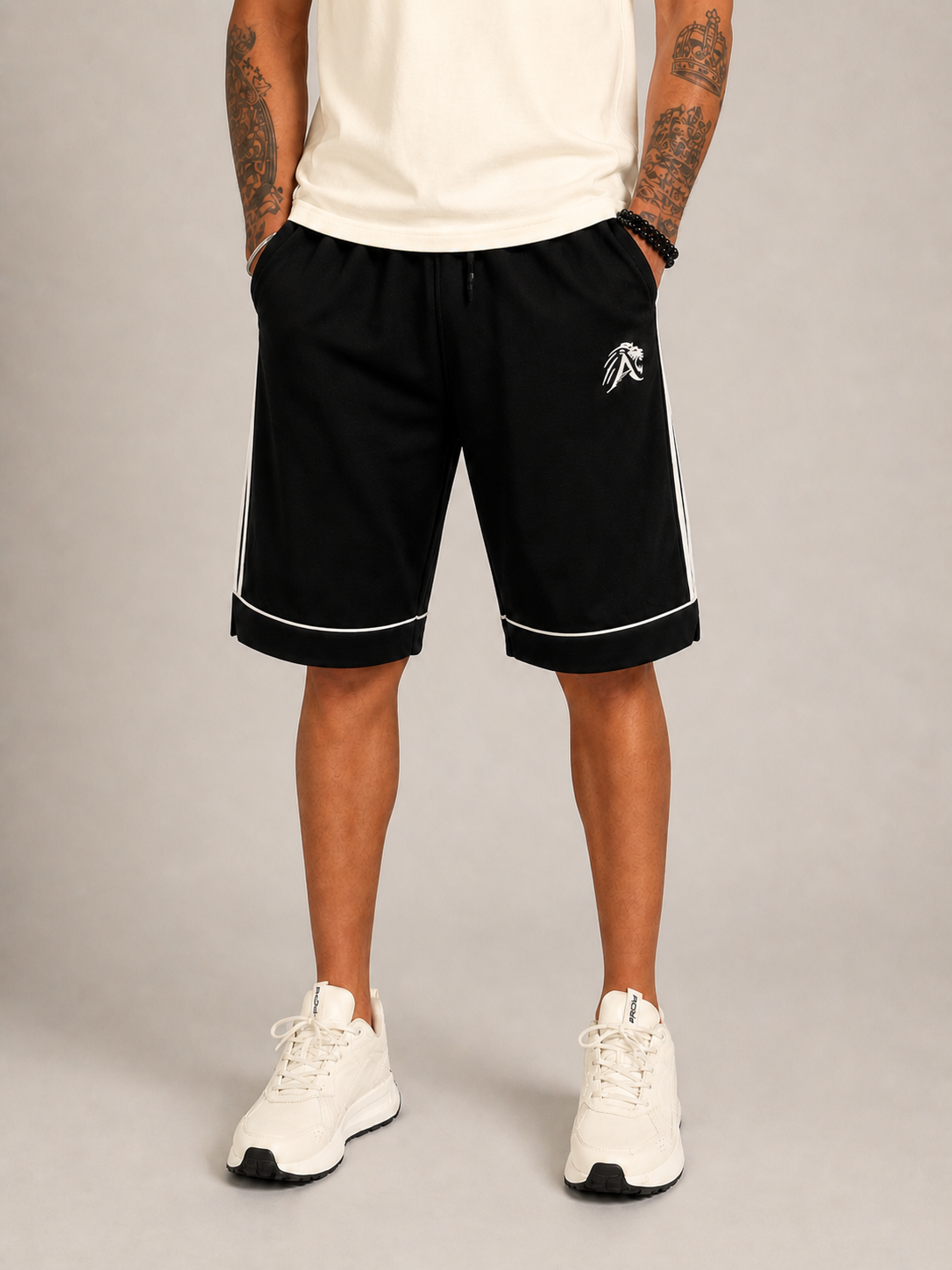 Lion King Black KingLine Sports/Gym Shorts-Front