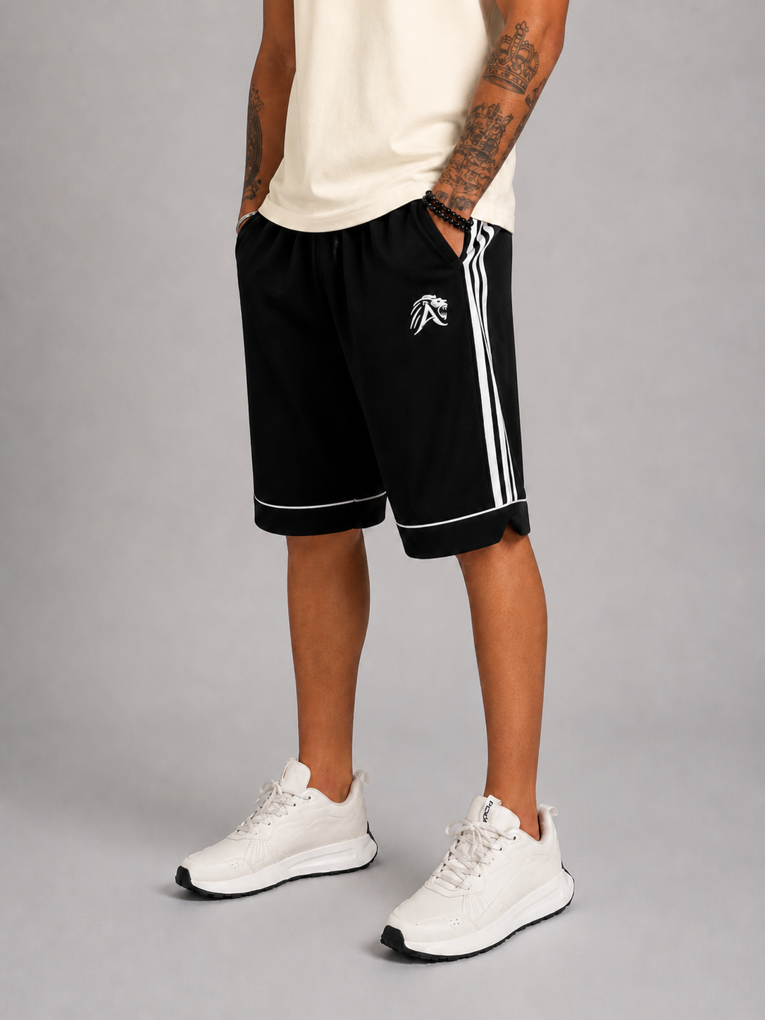 Lion King Black KingLine Sports/Gym Shorts-Side