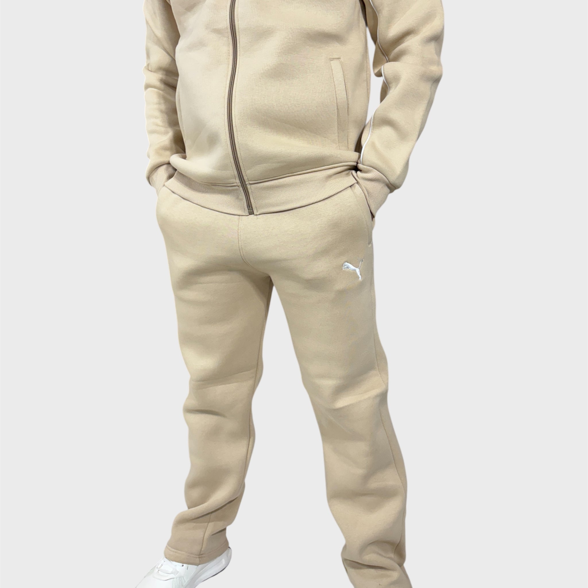Men Regular Fit Beige Track Suit -Stylish Full Set For Training