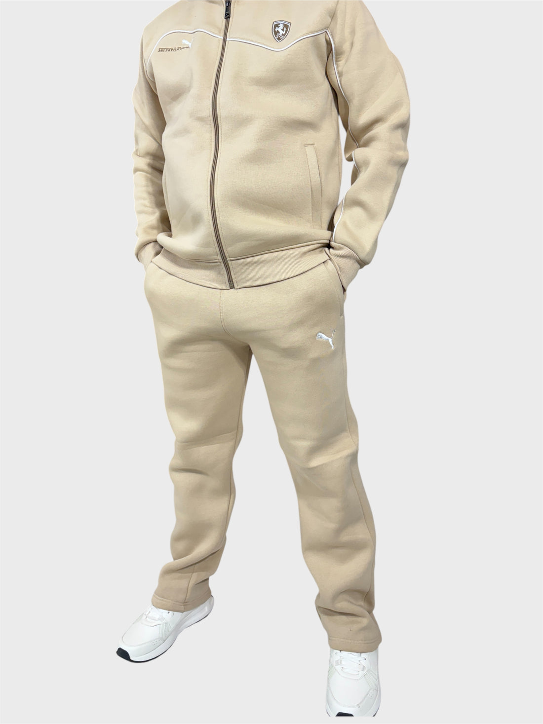 Men Regular Fit Beige Track Suit -Stylish Full Set For Training