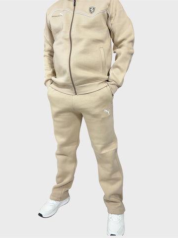 Men Regular Fit Beige Track Suit -Stylish Full Set For Training