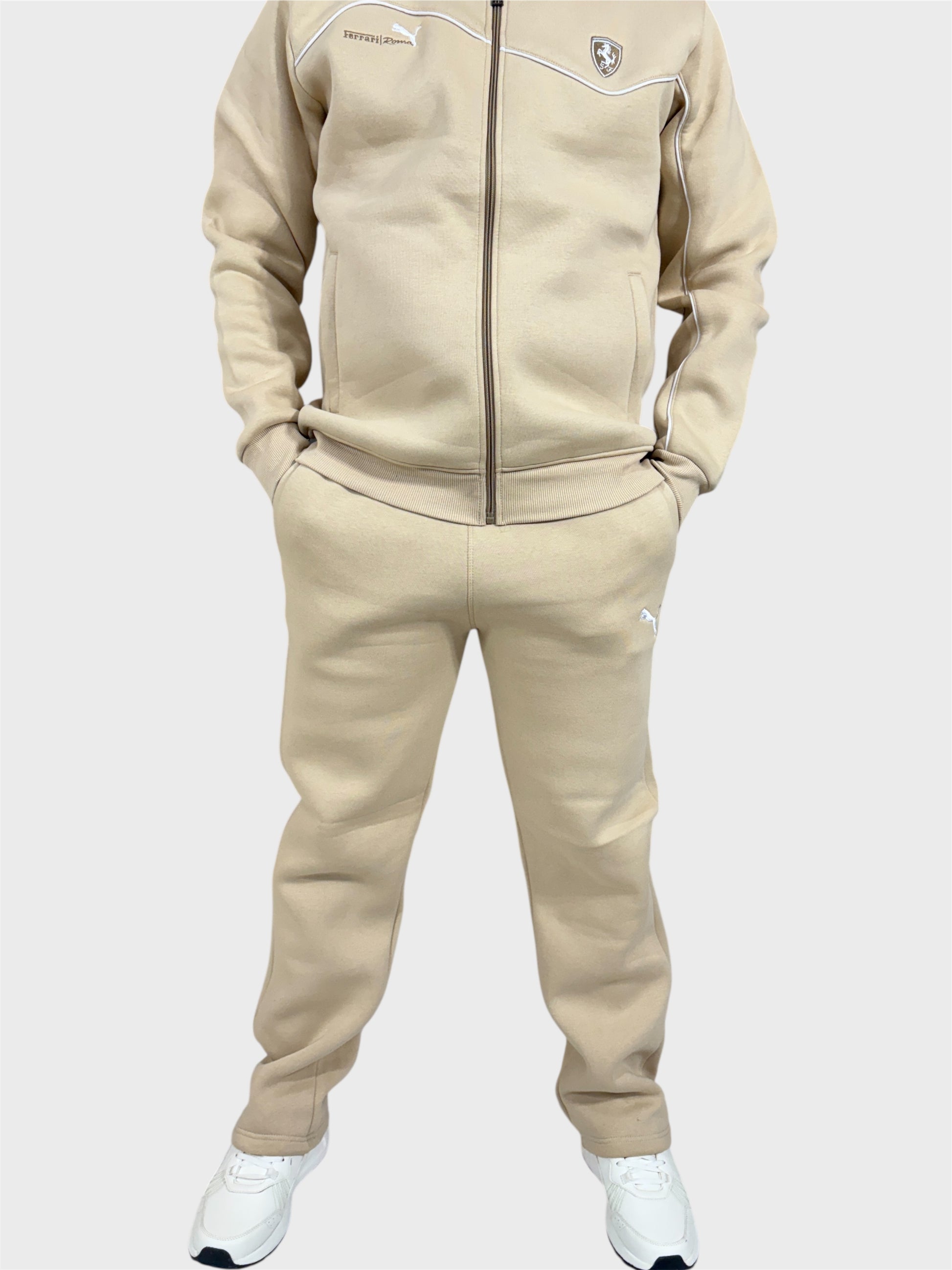Men Regular Fit Beige Track Suit -Stylish Full Set For Training
