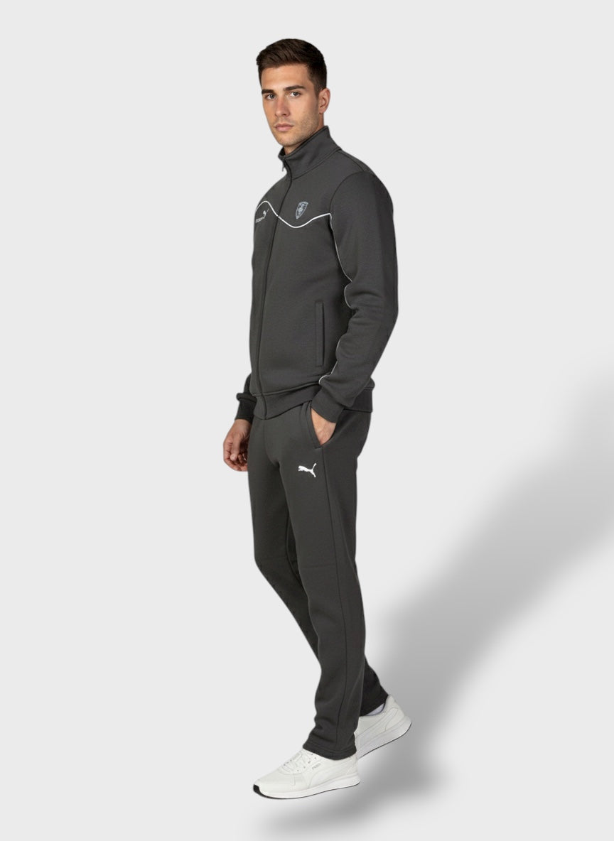 Men Regular Fit Charcoal Track Suit -Stylish Full Set For Training