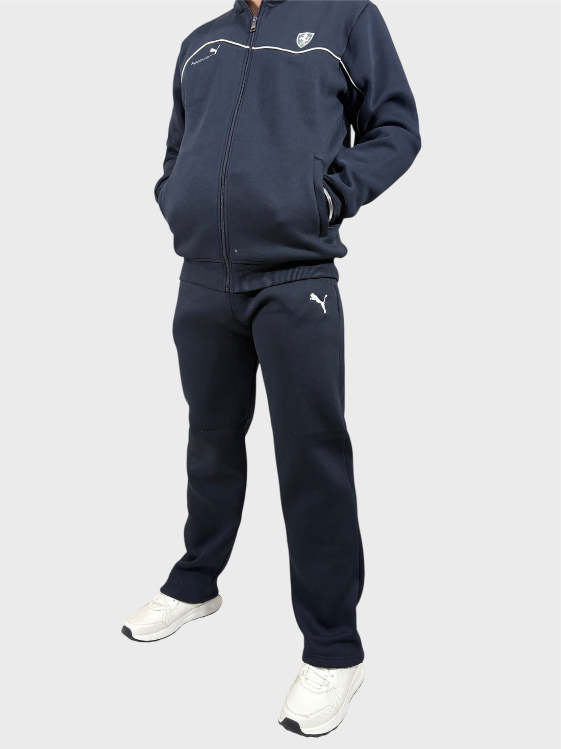 Men Regular Fit Navy Blue Track Suit -Stylish Full Set for Training-Front