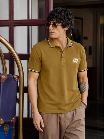 Mustard Brown -Sporty and Bold Polo T-Shirt For Men