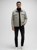 Off White Regular Fit Shacket For Men