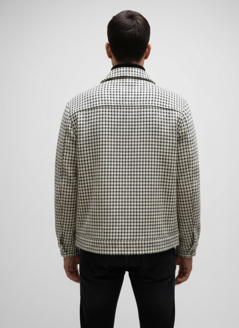 Off White Regular Fit Shacket For Men