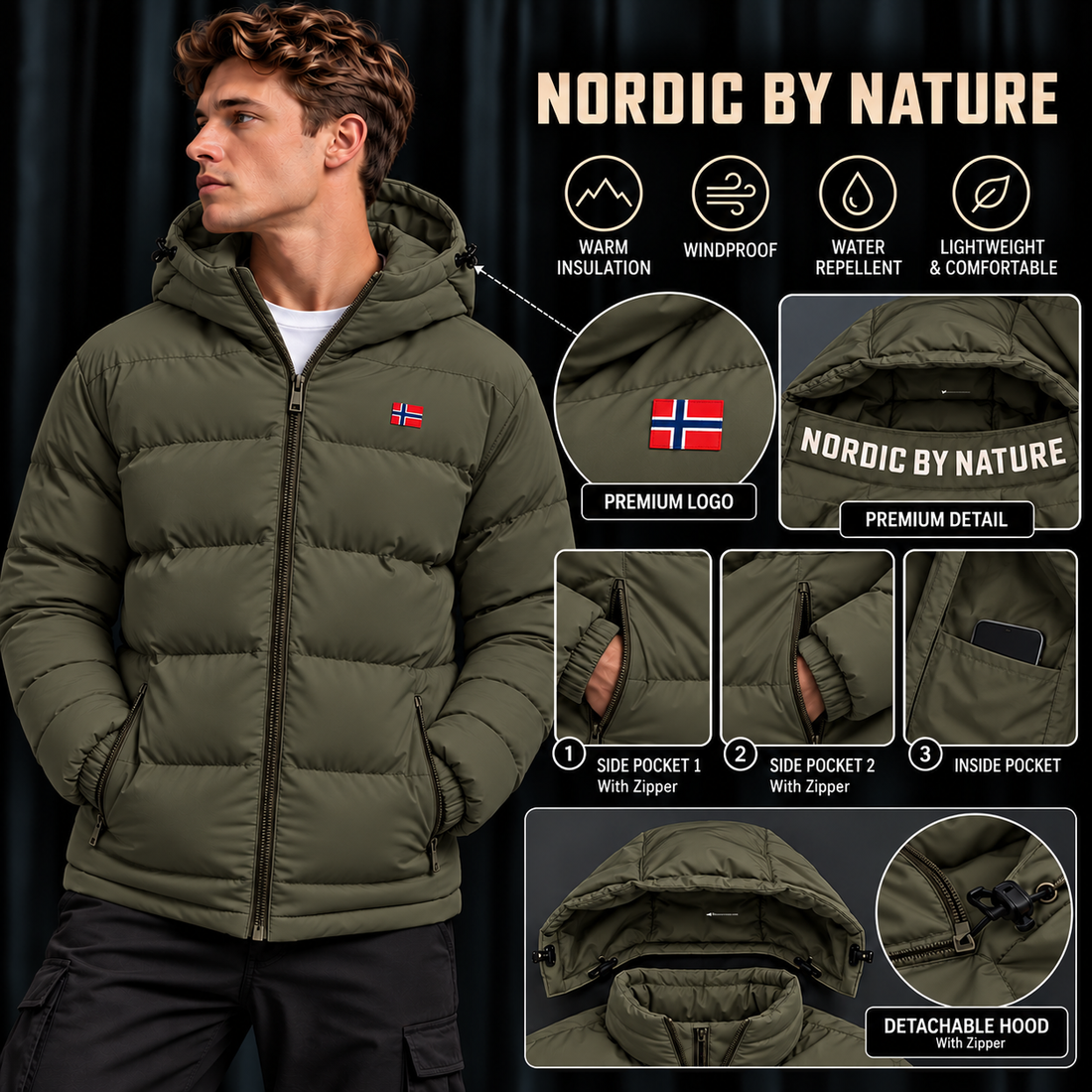 Premium Olive Green -Men's Full Sleeve Jacket