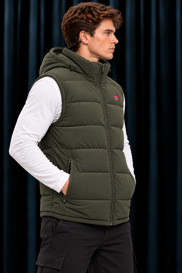 Premium Olive Green Men's Sleeveless Jacket