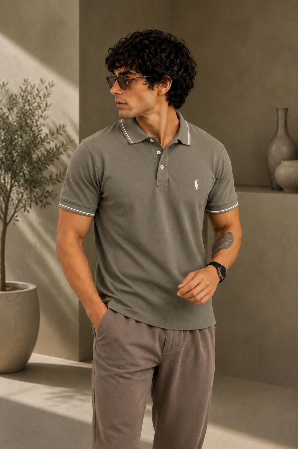 Olive Green-Sporty and Bold Polo T-Shirt For Men
