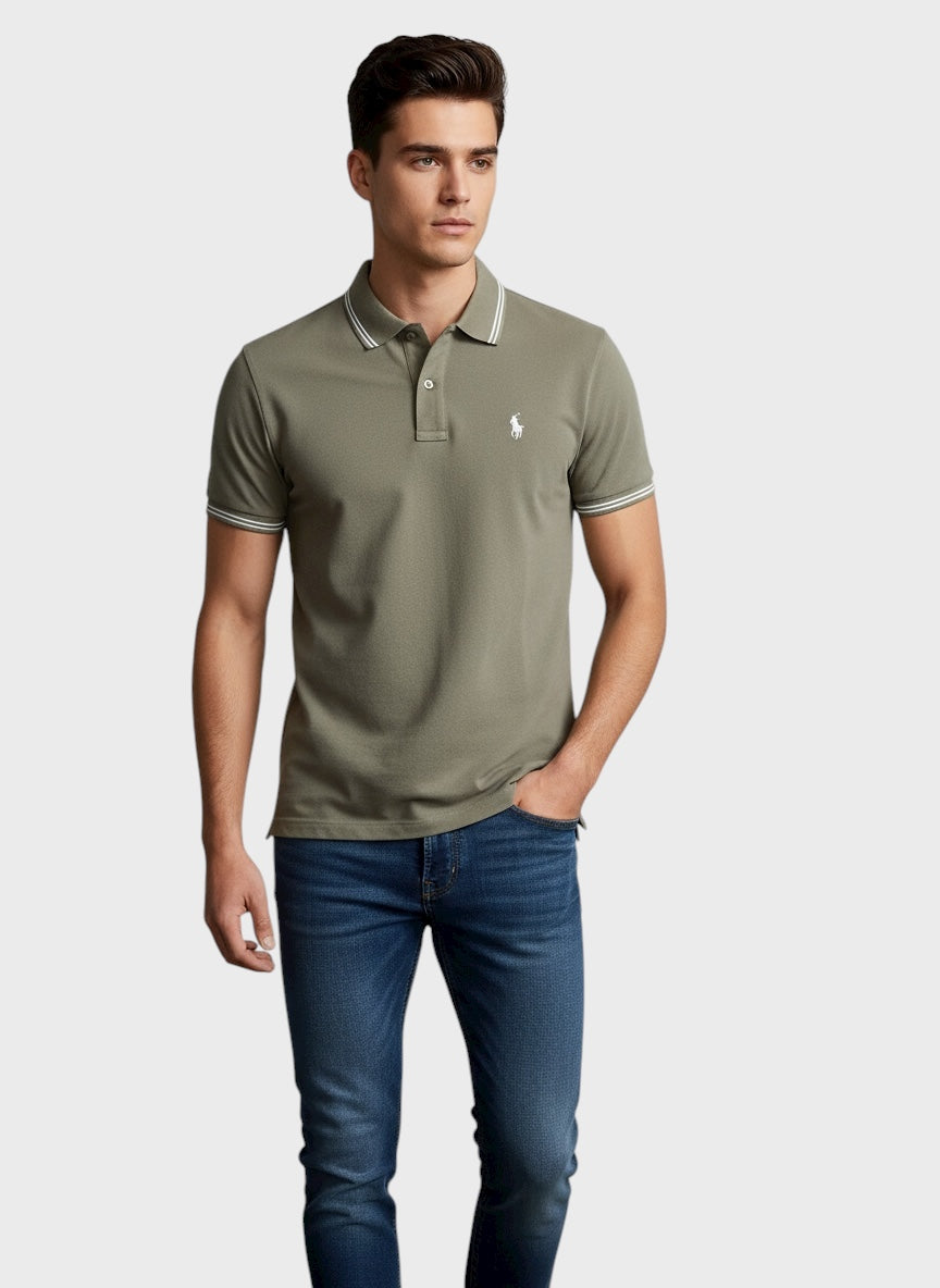 Olive Green-Sporty and Bold Polo T-Shirt For Men