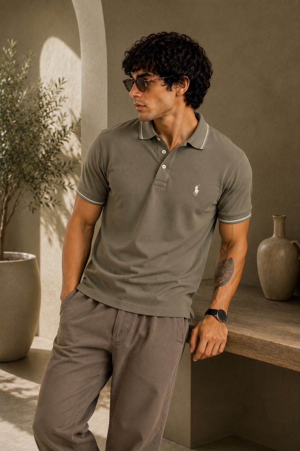 Olive Green-Sporty and Bold Polo T-Shirt For Men