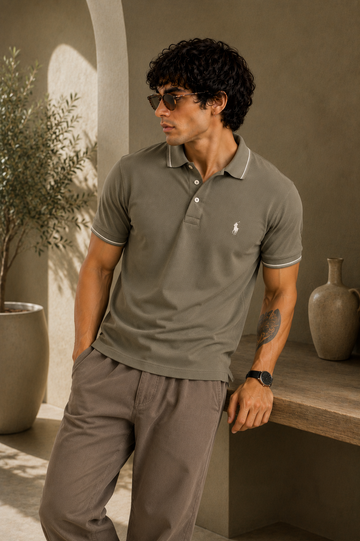 Olive Green-Sporty and Bold Polo T-Shirt For Men